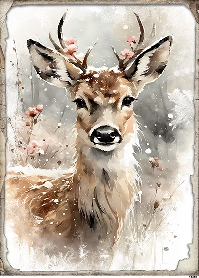 Papier ryżowy do decoupage A5 Zimowy jeleń 13350