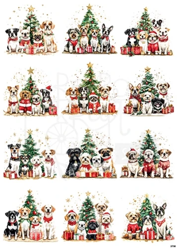 Papier ryżowy do decoupage A4 Psy i choinka 3796