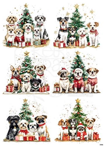 Papier ryżowy do decoupage A4 Psy i choinka 3795