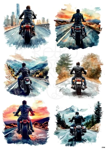 Papier ryżowy do decoupage A4 Mężczyzna na motorze 3786