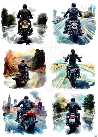 Papier ryżowy do decoupage A4 Mężczyzna na motorze 3785
