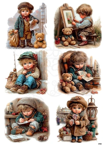 Papier ryżowy do decoupage A4 Chłopiec retro 3784