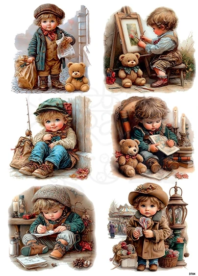 Papier ryżowy do decoupage A4 Chłopiec retro 3784