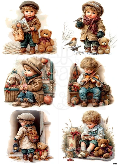 Papier ryżowy do decoupage A4 Chłopiec retro 3783
