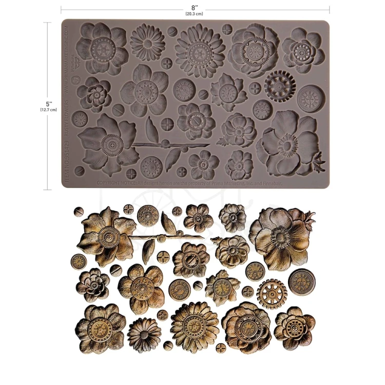 Foremka silikonowa 20x13 Finnabair Rusty Flowers 951429 Prima