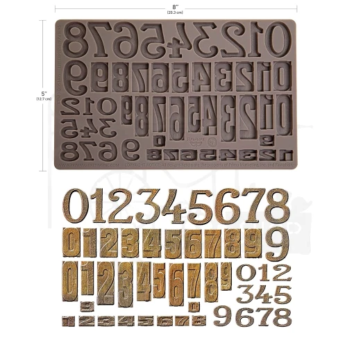 Foremka silikonowa 20x13 Finnabair Letterpress Numbers 951405 Prima