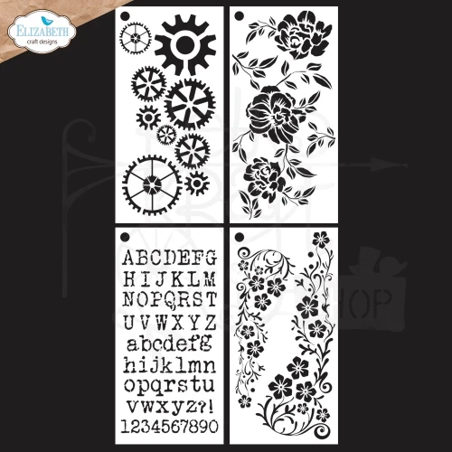 Maska szablon 11x20 Journal Stencils 8 4 szt S057 Elizabeth Craft Designs