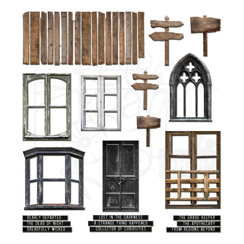 Ozdoby tekturowe Idea-Ology Baseboard Frames Halloween 36szt TH94434 Tim Holtz