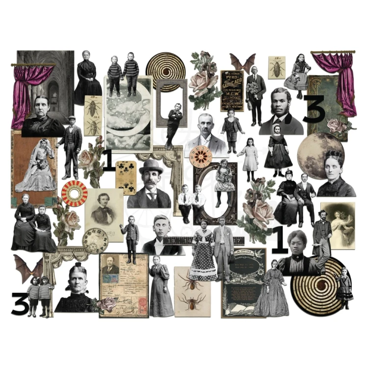 Ozdoby papierowe Idea-Ology Layers &amp; Paper Dolls Halloween 67szt TH94441 Tim Holtz