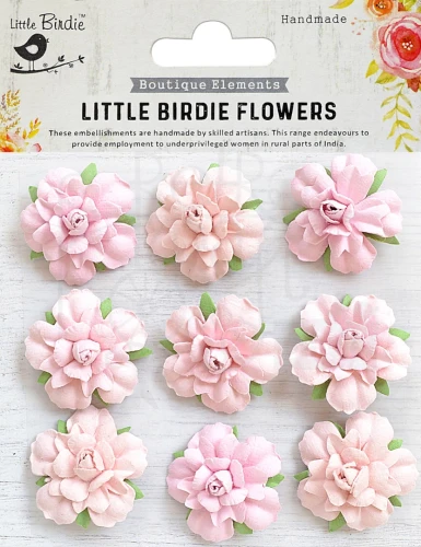 Kwiaty kwiatki papierowe Vincy Paper Flowers Pearl Pink 9szt CR76706 Little Birdie