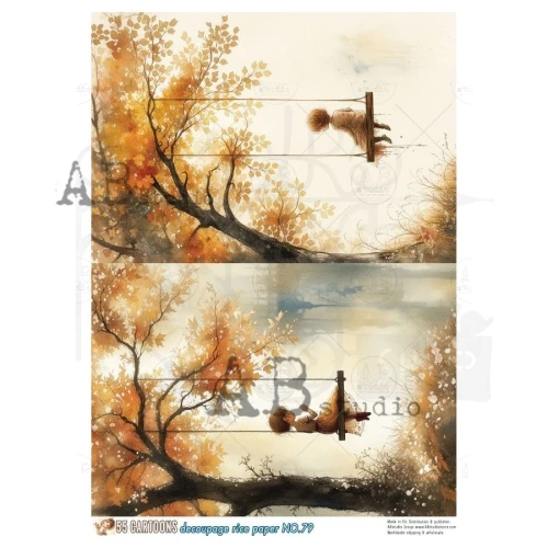 Papier ryżowy do decoupage A4 Dziewczynka na huśtawce No. 79 - 55 Cartoons