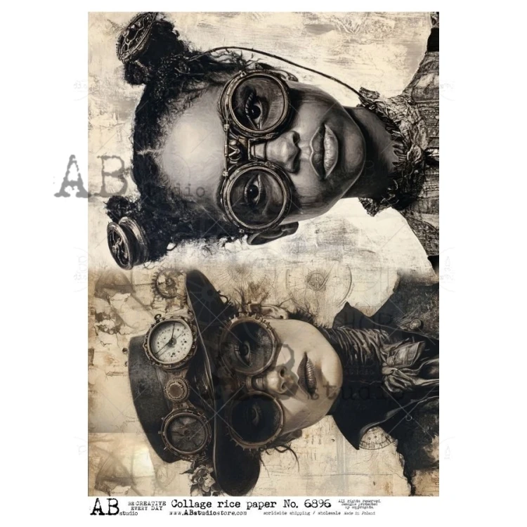 Papier ryżowy do decoupage A4 Dziewczyna retro steampunk ID-6896 - ABstudio
