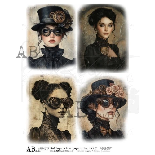 Papier ryżowy do decoupage A4 Kobiety retro steampunk ID-6897 - ABstudio