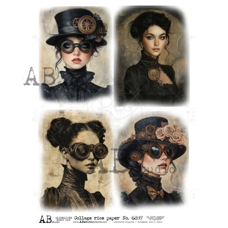 Papier ryżowy do decoupage A4 Kobiety retro steampunk ID-6897 - ABstudio