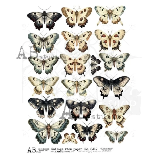 Papier ryżowy do decoupage A4 Motyle ID-6117 - ABstudio