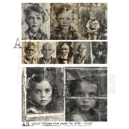 Papier ryżowy do decoupage A4 Stare zdjęcia retro twarze ID-6735 - ABstudio
