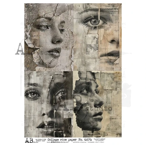 Papier ryżowy do decoupage A4 Art journal twarze ID-6876 - ABstudio