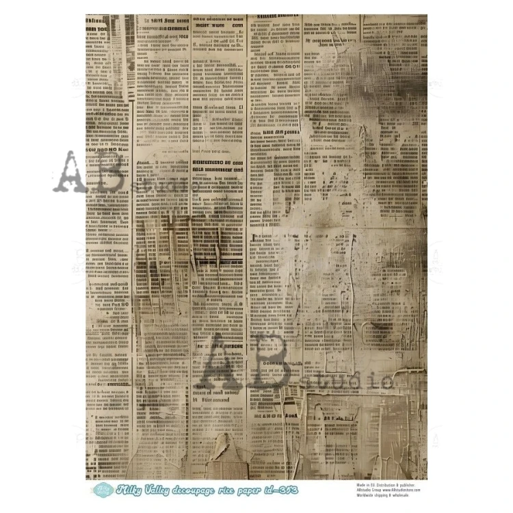 Papier ryżowy do decoupage A4 Stara gazeta ID-353 - Milky Valley
