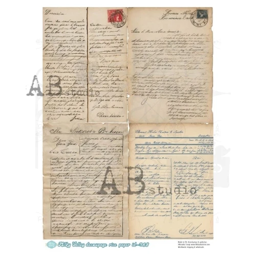 Papier ryżowy do decoupage A4 Stary list retro ID-368 - Milky Valley