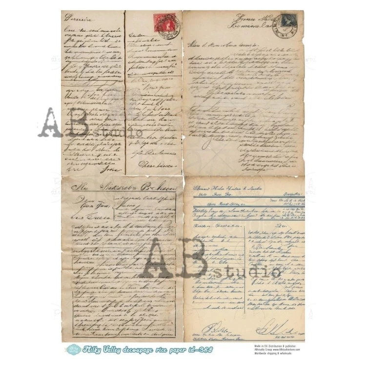 Papier ryżowy do decoupage A4 Stary list retro ID-368 - Milky Valley