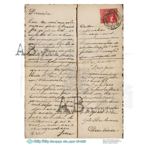 Papier ryżowy do decoupage A4 Stary list retro ID-369 - Milky Valley