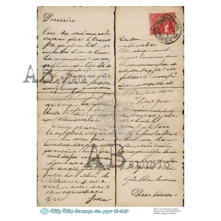 Papier ryżowy do decoupage A4 Stary list retro ID-369 - Milky Valley