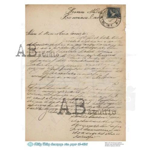 Papier ryżowy do decoupage A4 Stary list retro ID-371 - Milky Valley