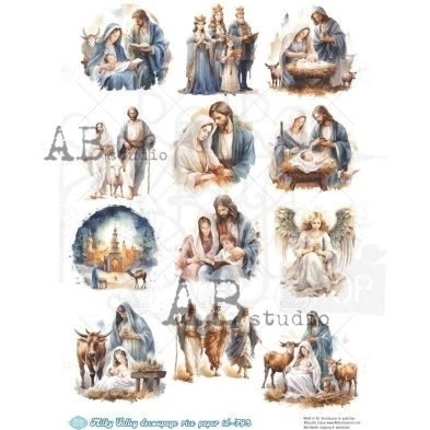 Papier ryżowy do decoupage A4 Święta Rodzina Boże Narodzenie ID-793 - Milky Valley