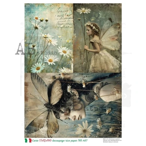 Papier ryżowy do decoupage A4 Bajkowe klimaty na łące NO.487 - Carte Italiano