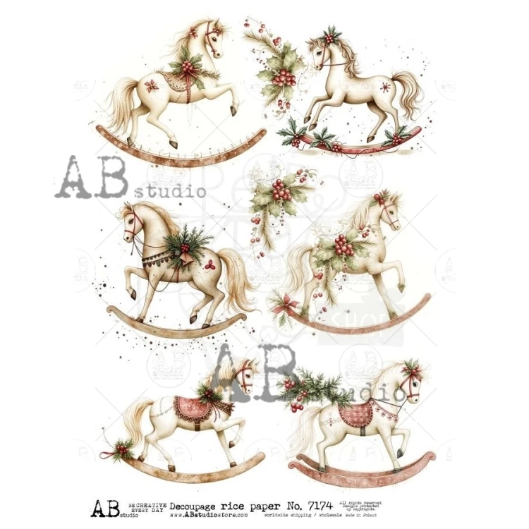 Papier ryżowy do decoupage A4 Koń na biegunach ID-7174 - ABstudio