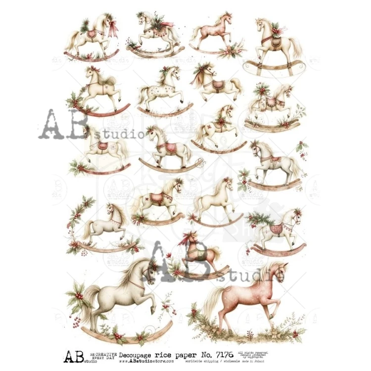 Papier ryżowy do decoupage A4 Koń na biegunach ID-7176 - ABstudio