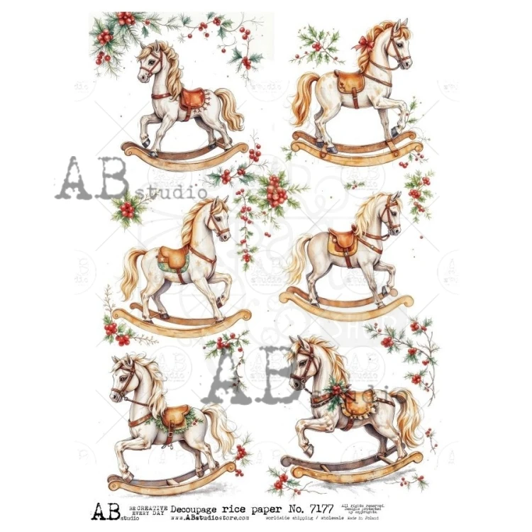 Papier ryżowy do decoupage A4 Koń na biegunach ID-7177 - ABstudio