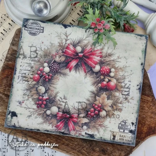 Papier ryżowy do decoupage A4 Zimowe wianki ID-7183 - ABstudio