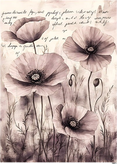 Papier ryżowy do decoupage A5 Maki 13671