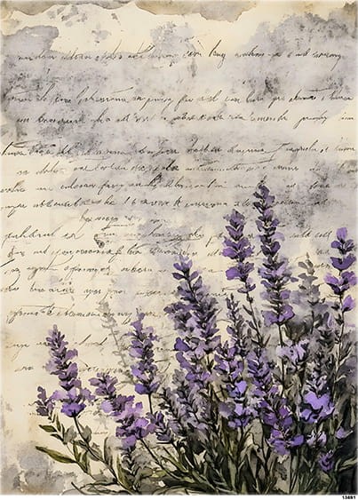 Papier ryżowy do decoupage A5 Lawenda i pismo 13691