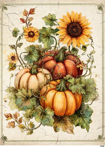 Papier ryżowy do decoupage A5 Jesienne dynie i słoneczniki 13756