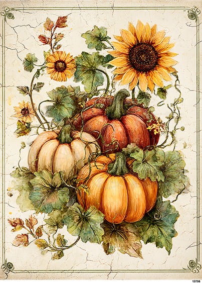 Papier ryżowy do decoupage A5 Jesienne dynie i słoneczniki 13756
