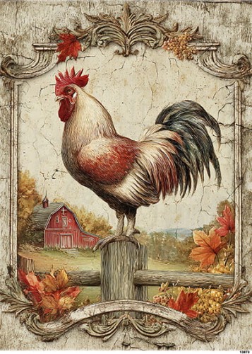 Papier ryżowy do decoupage A5 Kogut retro 13870