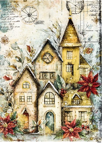 Papier ryżowy do decoupage A5 Zimowy domek 13924