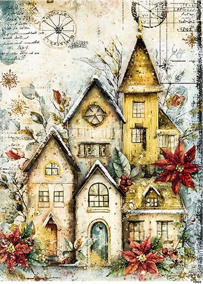 Papier ryżowy do decoupage A5 Zimowy domek 13924