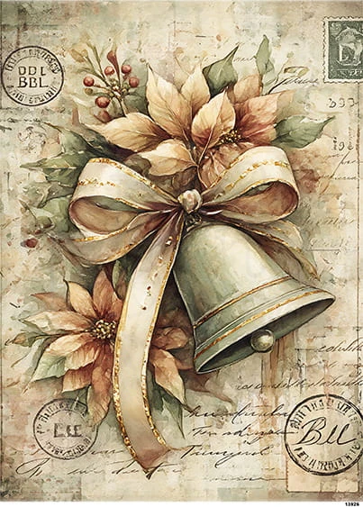 Papier ryżowy do decoupage A5 Dzwonek z kokardką retro 13926