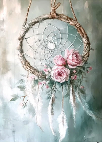 Papier ryżowy do decoupage A5 Łapacz snów z różami 9213