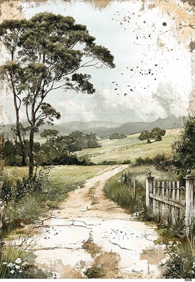 Papier ryżowy do decoupage A5 Sielski widoczek 7818