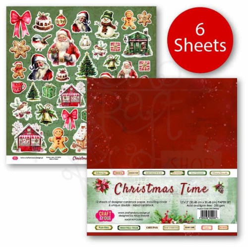Zestaw papierów do scrapbookingu 30x30 Christmas Time CPS-CHT30-6 Craft&amp;You Design