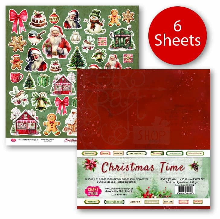 Zestaw papierów do scrapbookingu 30x30 Christmas Time CPS-CHT30-6 Craft&amp;You Design