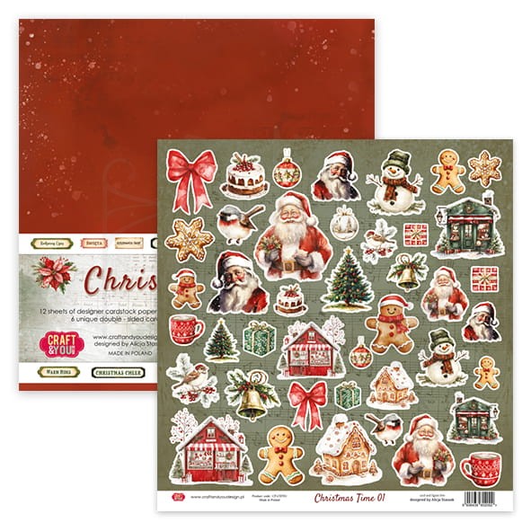 Zestaw papierów do scrapbookingu 30x30 Christmas Time CPS-CHT30-6 Craft&amp;You Design