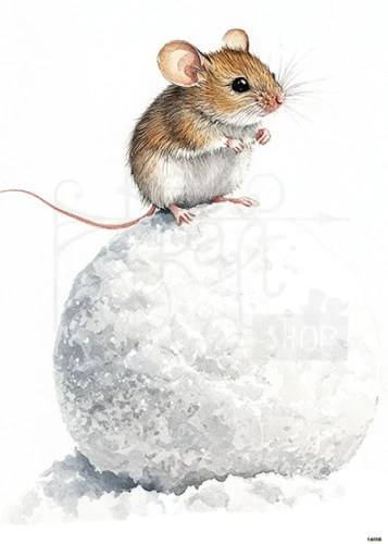 Papier ryżowy do decoupage A5 Myszka i kula śniegowa 14006