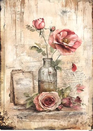 Papier ryżowy do decoupage A4 Róże retro 13221