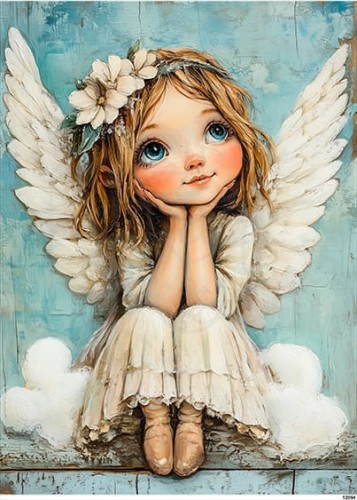 Papier ryżowy do decoupage A4 Aniołek dziewczynka 12094