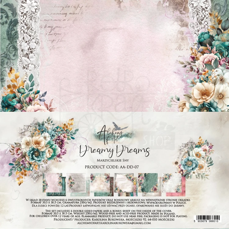 Zestaw papierów do scrapbookingu 30x30 Dreamy Dreams - AA-DD-07 Alchemy of Art